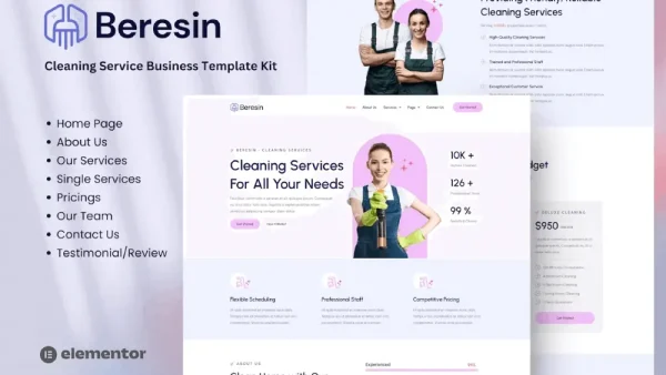 Beresin – Elementor Template Kit for Modern Cleaning Service Businesses