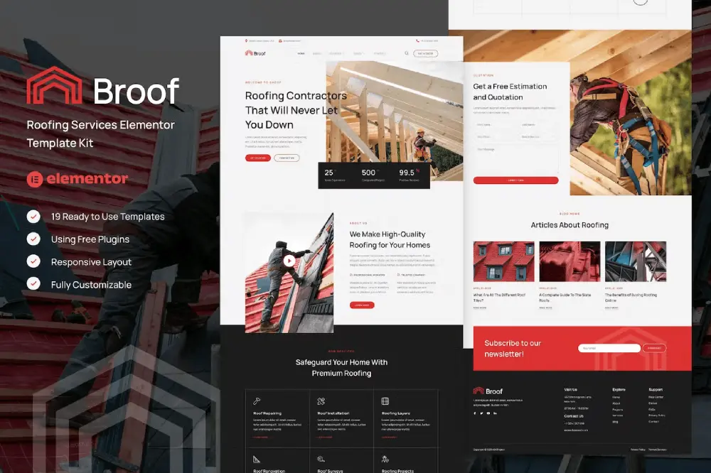 Broof – Elementor Template Kit for Roofing Services