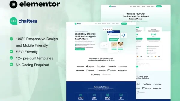 Chattera – Elementor Template Kit for SaaS & Chat Service Company