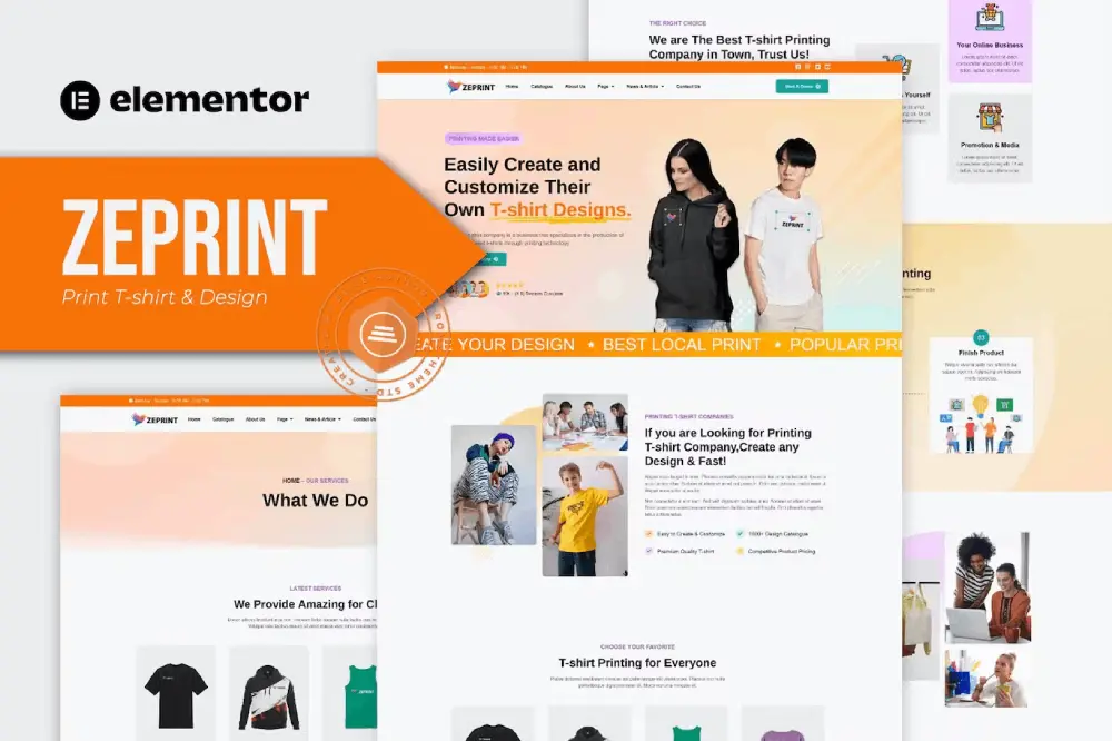 Zeprint – Elementor Pro Template Kit for Print & T-shirt Design