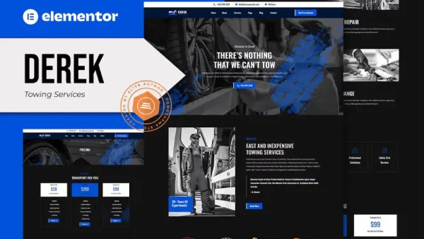 Derek: Elementor Pro Template Kit for Towing Services