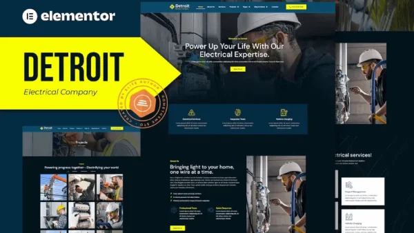 Detroit – Elementor Template Kit for Electrical Service Companies