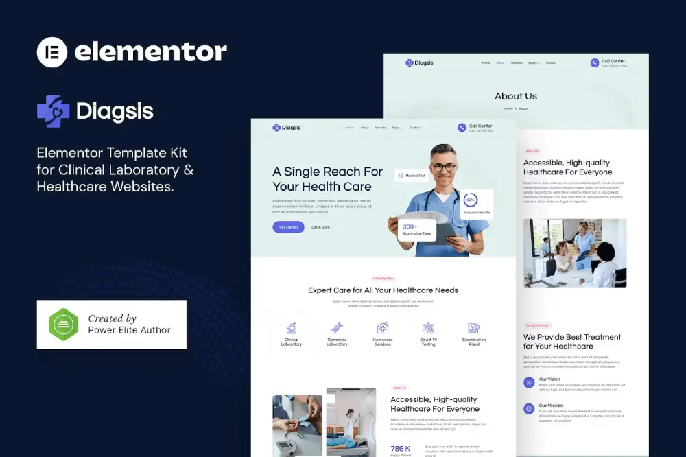 Diagsis – Elementor Template Kit for Clinical Labs & Healthcare