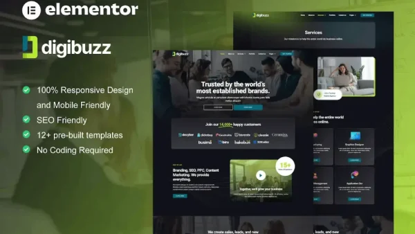 DigiBuzz – Dark Elementor Template Kit for Digital Agencies