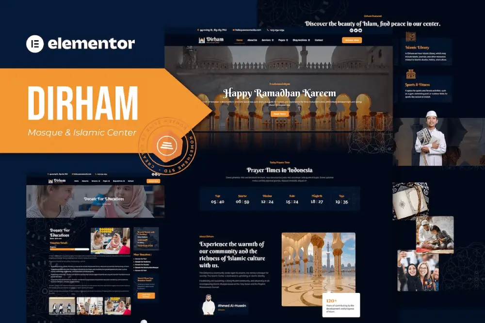 Dirham – Elementor Pro Template Kit for Mosques & Islamic Centers