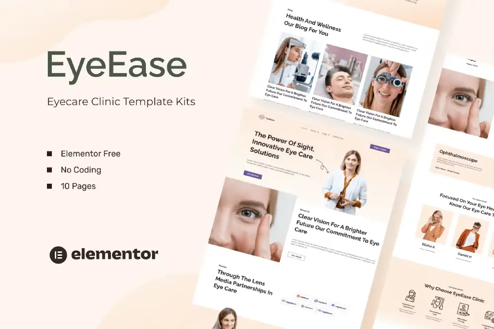 EyeEase – Elementor Template Kit for Eyecare Clinics