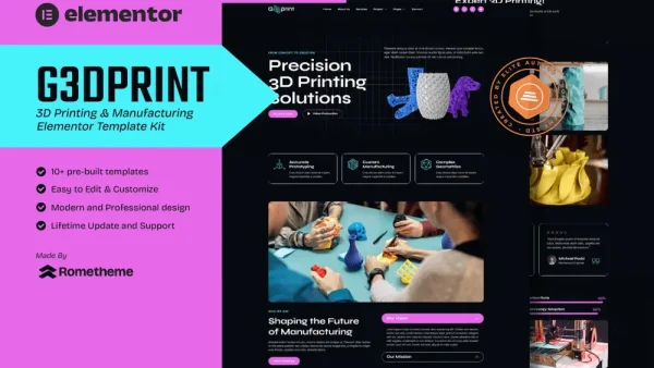 G3DPrint – Elementor Template Kit for 3D Printing & Manufacturing Sites