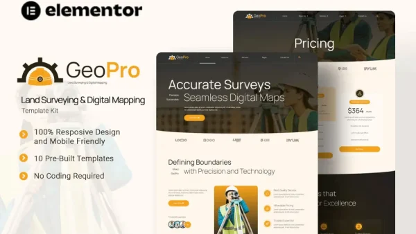 Geopro – Elementor Template Kit for Land Surveying & Digital Mapping