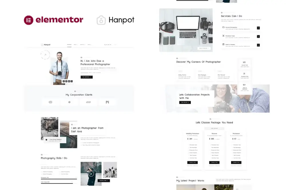 Hanpot: Elementor Template Kit for Personal Photography & Portfolios