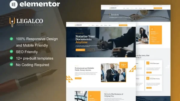 Legalco – Elementor Pro Template Kit for Notary & Legal Services