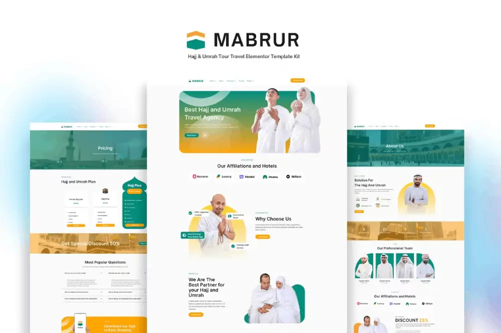 Mabrur – Elementor Template Kit for Hajj & Umrah Tours