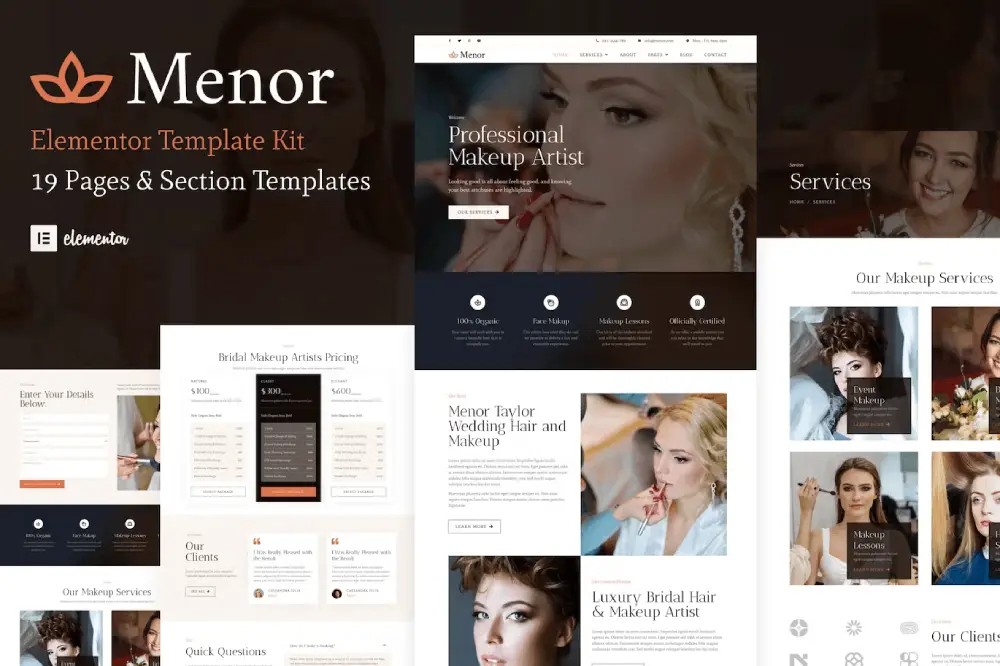 Menor – Elementor Pro Template Kit for Makeup Artists & Hair Stylists