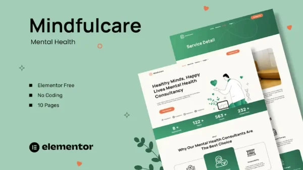 Mindfulcare – Elementor Template Kit for Mental Health Consultants