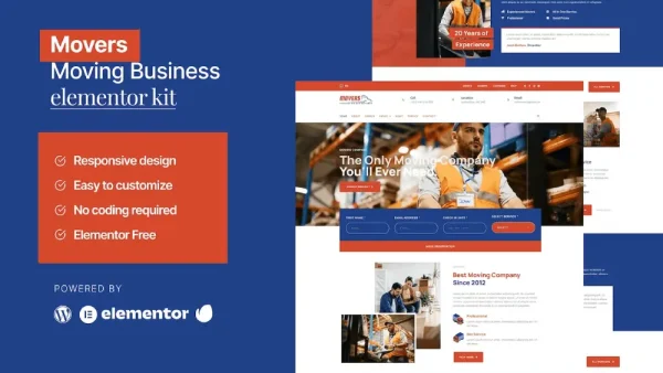 Movers: Elementor Template Kit for Moving Company Websites