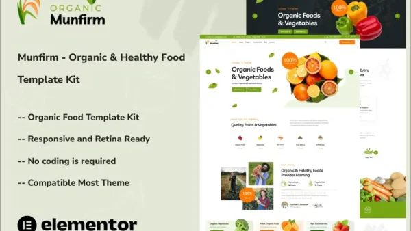 Munfirm – Elementor Template Kit for Organic & Healthy Food