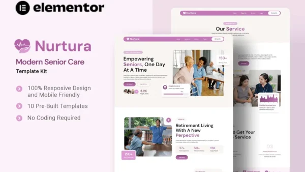 Nurtura: Elementor Template Kit for Modern Senior Care Services