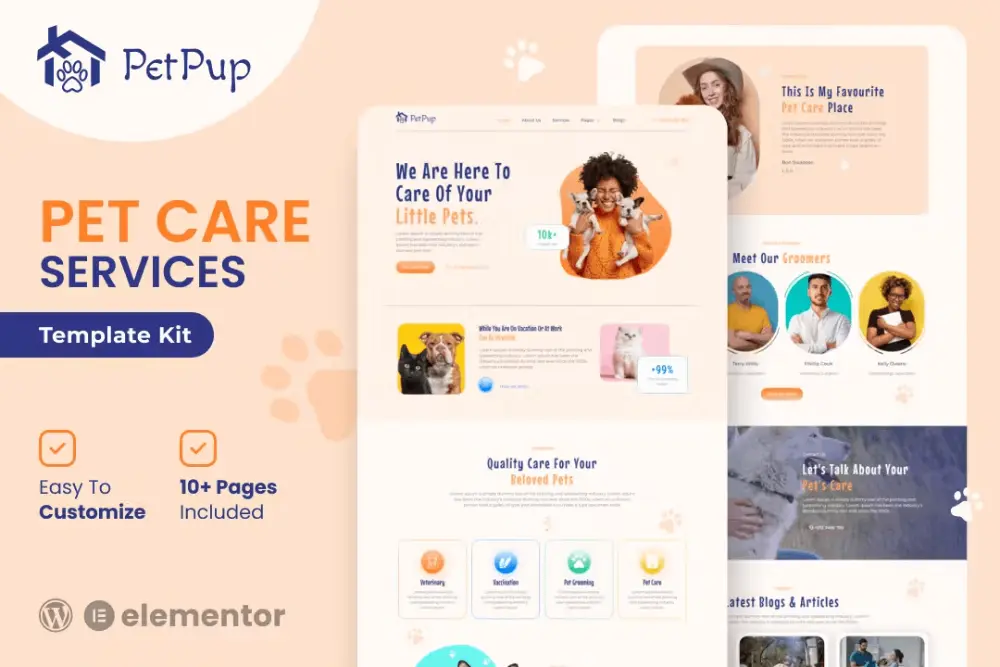 PetPup – Elementor Template Kit for Pet Care Services