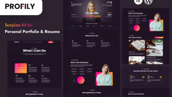 Profily: Elementor Template Kit for Personal Portfolio & Resume