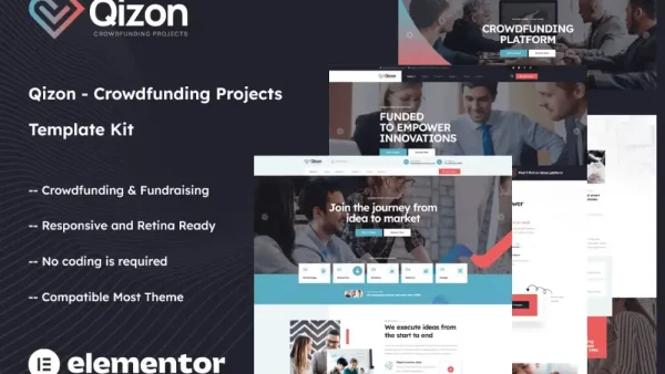 Qizon – Elementor Template Kit for Crowdfunding & Fundraising Projects