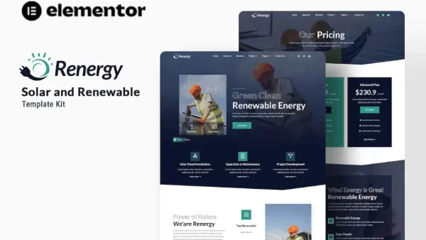 Renergy: Elementor Kit for Solar & Renewable Energy Solutions