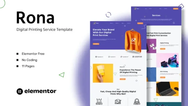 Rona – Elementor Template Kit for Digital Printing Services