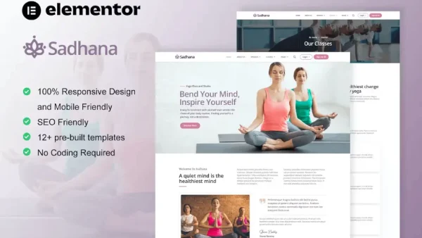 Sadhana – Elementor Template Kit for Yoga Teacher & Studio