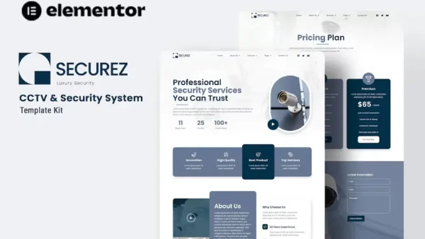 Securez: Elementor Template Kit for CCTV & Security System Websites