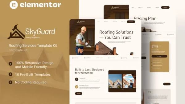 SkyGuard – Elementor Template Kit for Roofing Services Websites