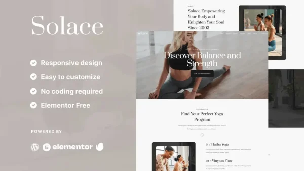 Solace – Elementor Template Kit for Yoga Teachers & Studios