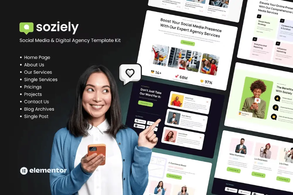 Soziely: Elementor Kit for Social Media & Digital Marketing Agencies