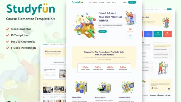 Studyfun – Elementor Template Kit for Online Courses & Education