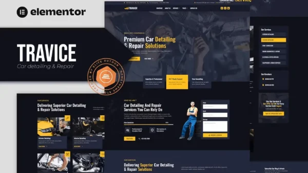 Travice – Elementor Template Kit for Car Detailing & Repair Services