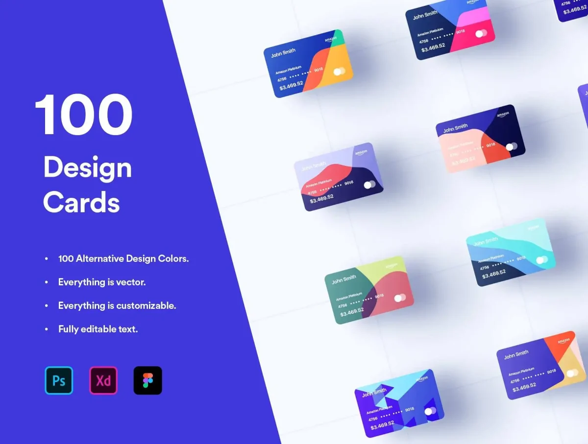 100 Financial Virtual Design Cards – Fully Customizable Templates