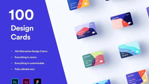 100 Financial Virtual Design Cards – Fully Customizable Templates