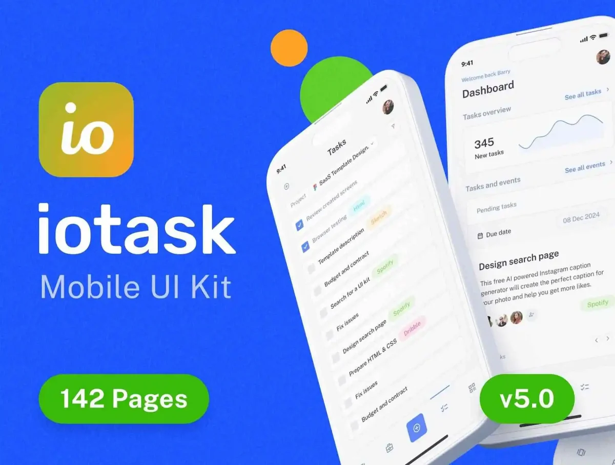 IOTask - Mobile UI Kit for SaaS Project Management Apps