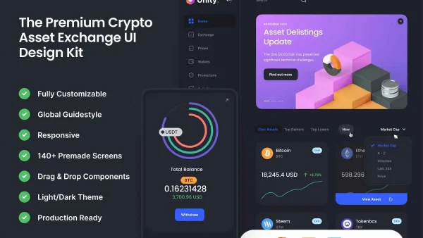 Unity Dashboard Kit: Crypto Exchange UI Kit for Web and Mobile