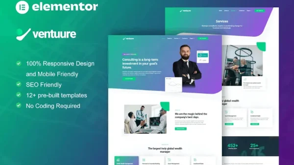 Ventuure: Elementor Template Kit for Business Consulting & Investment