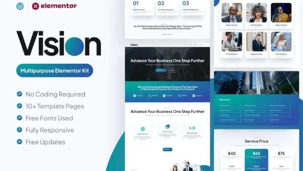 Vision: Multipurpose Elementor Template Kit for Service-Based Websites