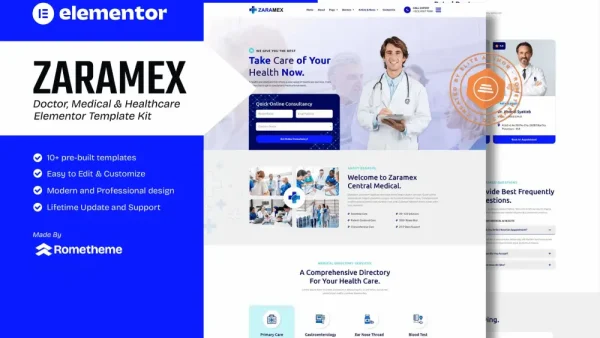 Zaramex – Elementor Template Kit for Doctor, Medical & Healthcare Sites