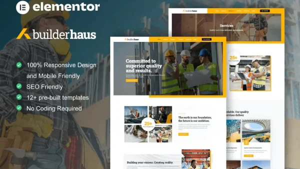 BuilderHaus: Elementor Template Kit for Construction & Building Services