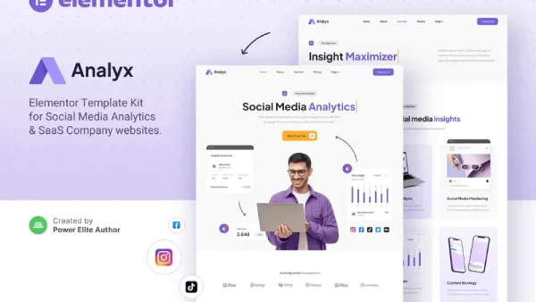 Analyx – Elementor Template Kit for Social Media & SaaS Companies