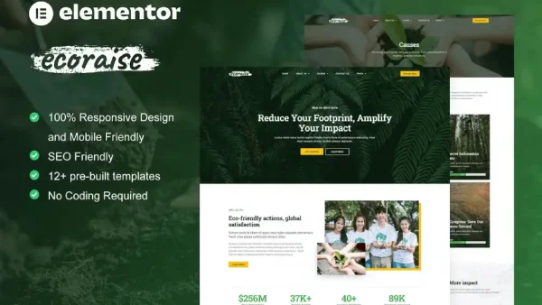 EcoRaise – Elementor Template Kit for Environmental Charities & Nonprofits