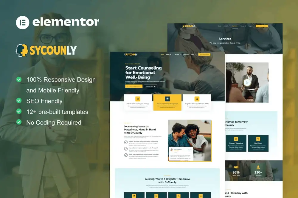 Sycounly – Elementor Template Kit for Psychology & Counseling Services