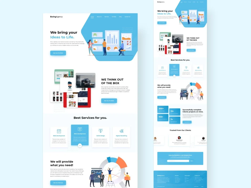 Boring Agency Landing Page Template for Marketing