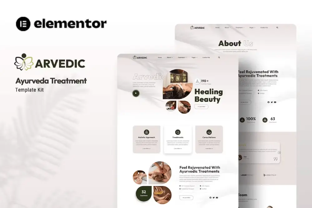 Arvedic – Elementor Template Kit for Beauty Treatment Services