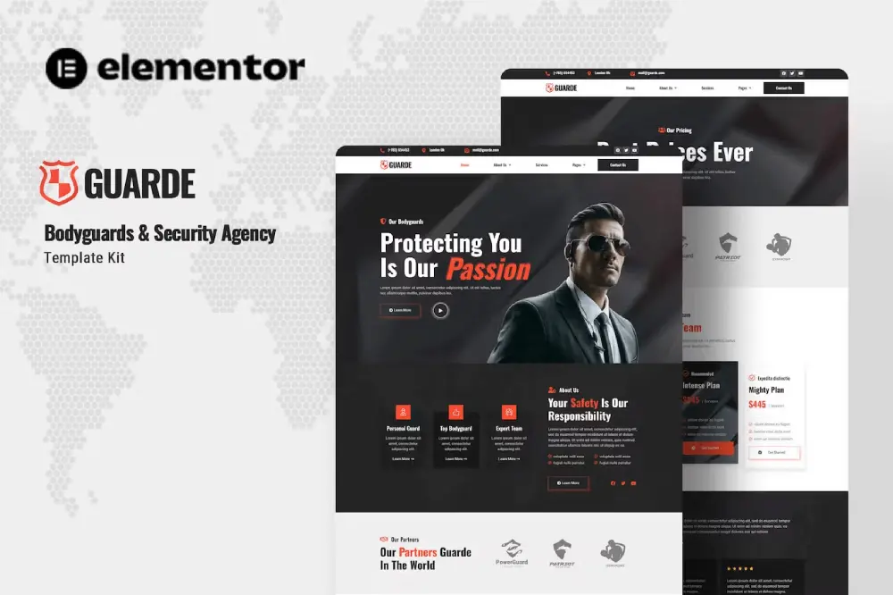 Guarde – Elementor Template Kit for Bodyguards & Security Agency