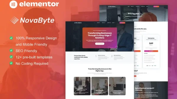 Novabyte – Elementor Template Kit for IT Solutions & Services Company