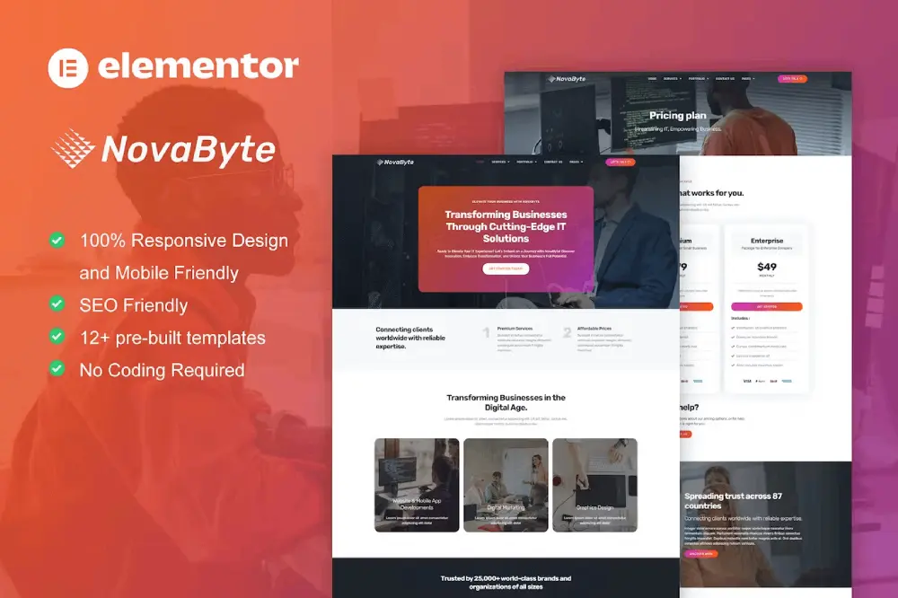 Novabyte – Elementor Template Kit for IT Solutions & Services Company