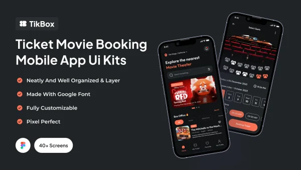 TikBox - Ticket Movie Booking App UI Kit with 40+ Screens