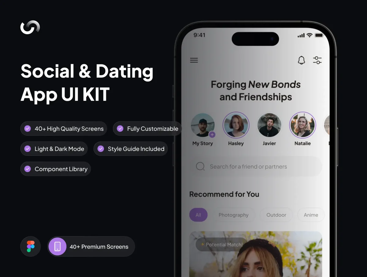 Heact - Dating App UI Kit with 40+ Screens for Figma